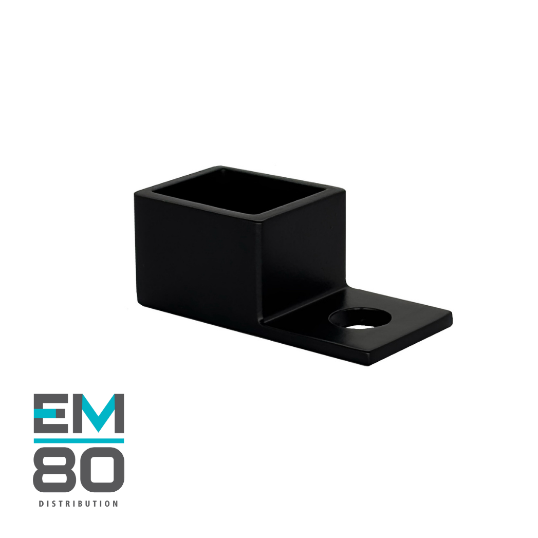 Connecteur latérale pour main courante sur verre 12mm 25mmx21mm en acier inoxydable couleur noir mat