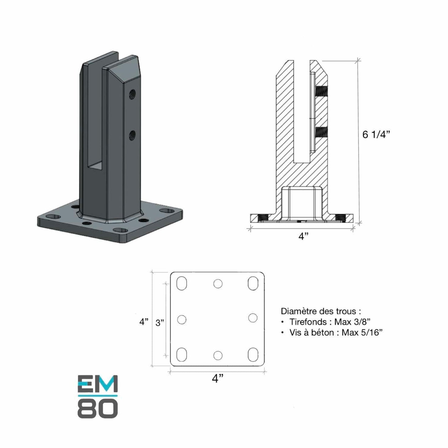 Specifications DWG spigot carré