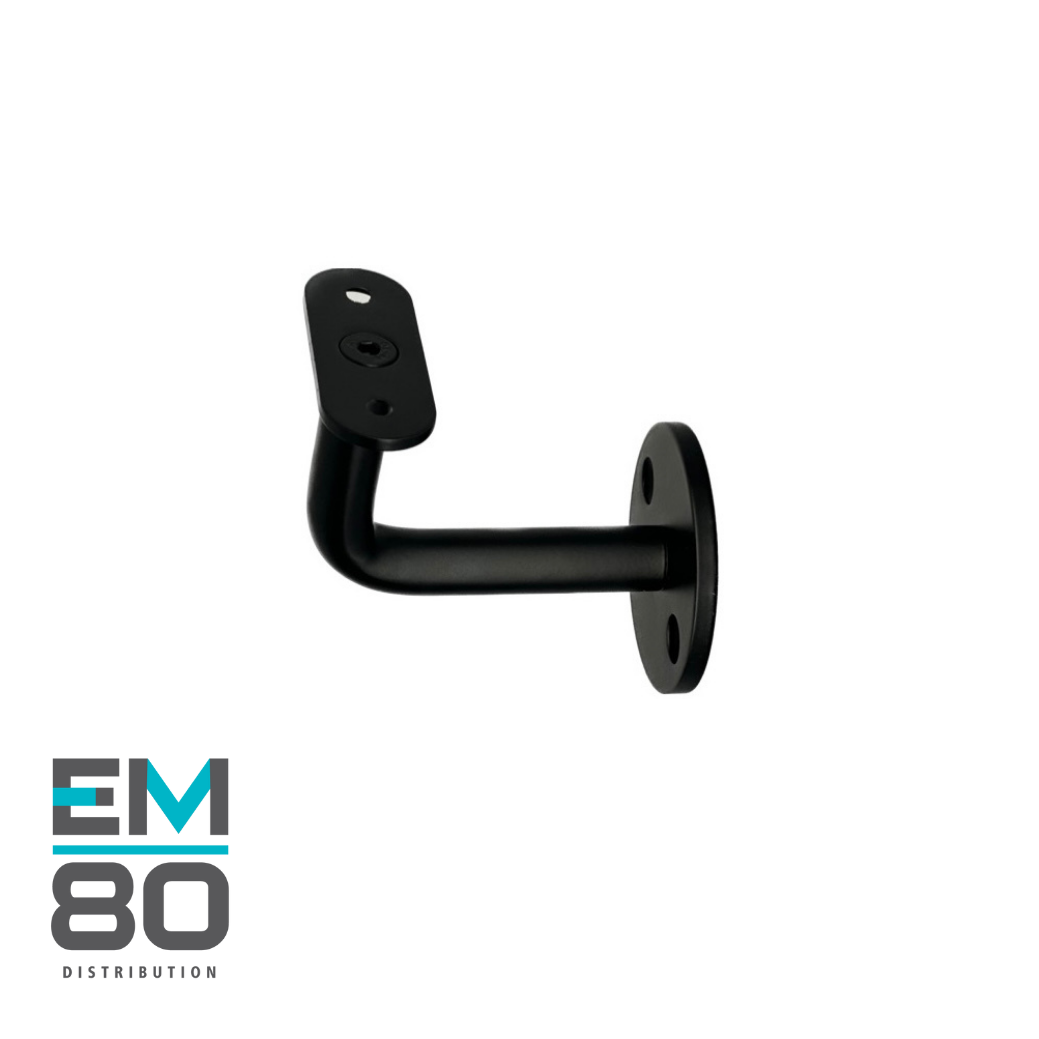 Support murale pour main courante en acier inoxydable de couleur noir mat