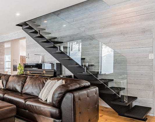 Garde-corps moderne en verre pour escalier intérieur de 36 pouces de hauteur
