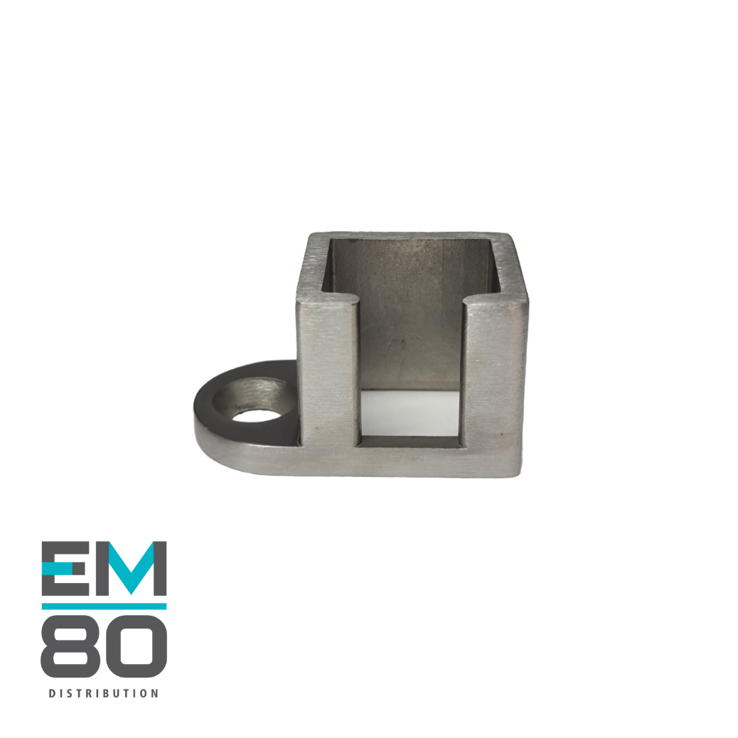 Connecteur murale latérale ouvert pour main courante sur verre 12mm 25mmx21mm en acier inoxydable couleur inox brossé