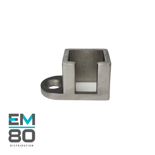 Connecteur murale latérale ouvert pour main courante sur verre 12mm 25mmx21mm en acier inoxydable couleur inox brossé