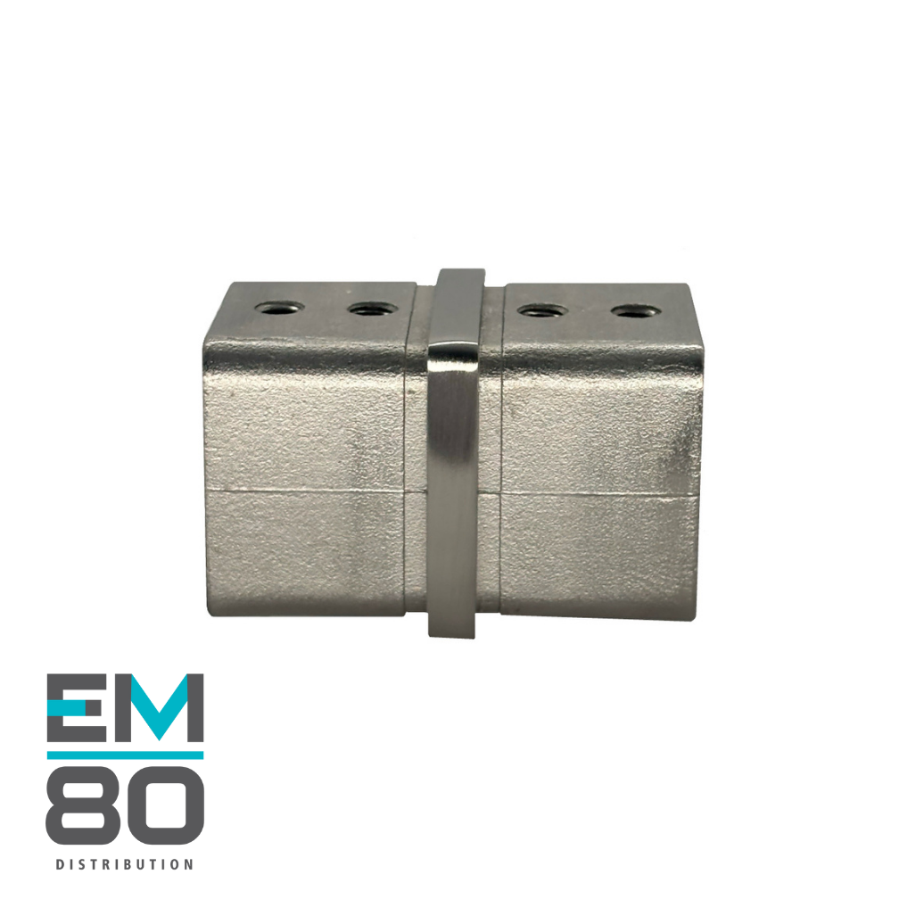 Connecteur 180 degrés de main courantes 40x40mm en acier inoxydable de couleur inox brossé