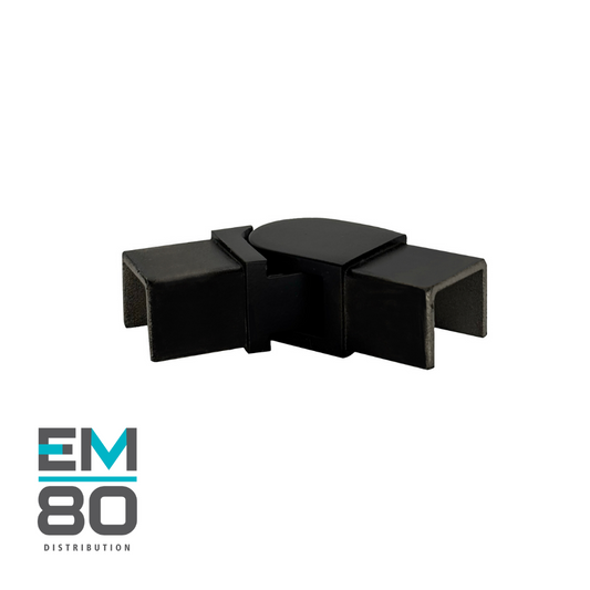 Connecteur horizontal noir mat pour main courante 25mmx21mm en acier inoxydable 316