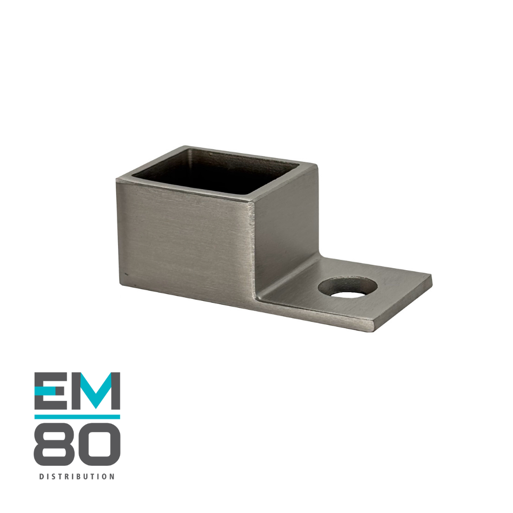 Connecteur latérale pour main courante sur verre 12mm 25mmx21mm en acier inoxydable couleur inox brossé