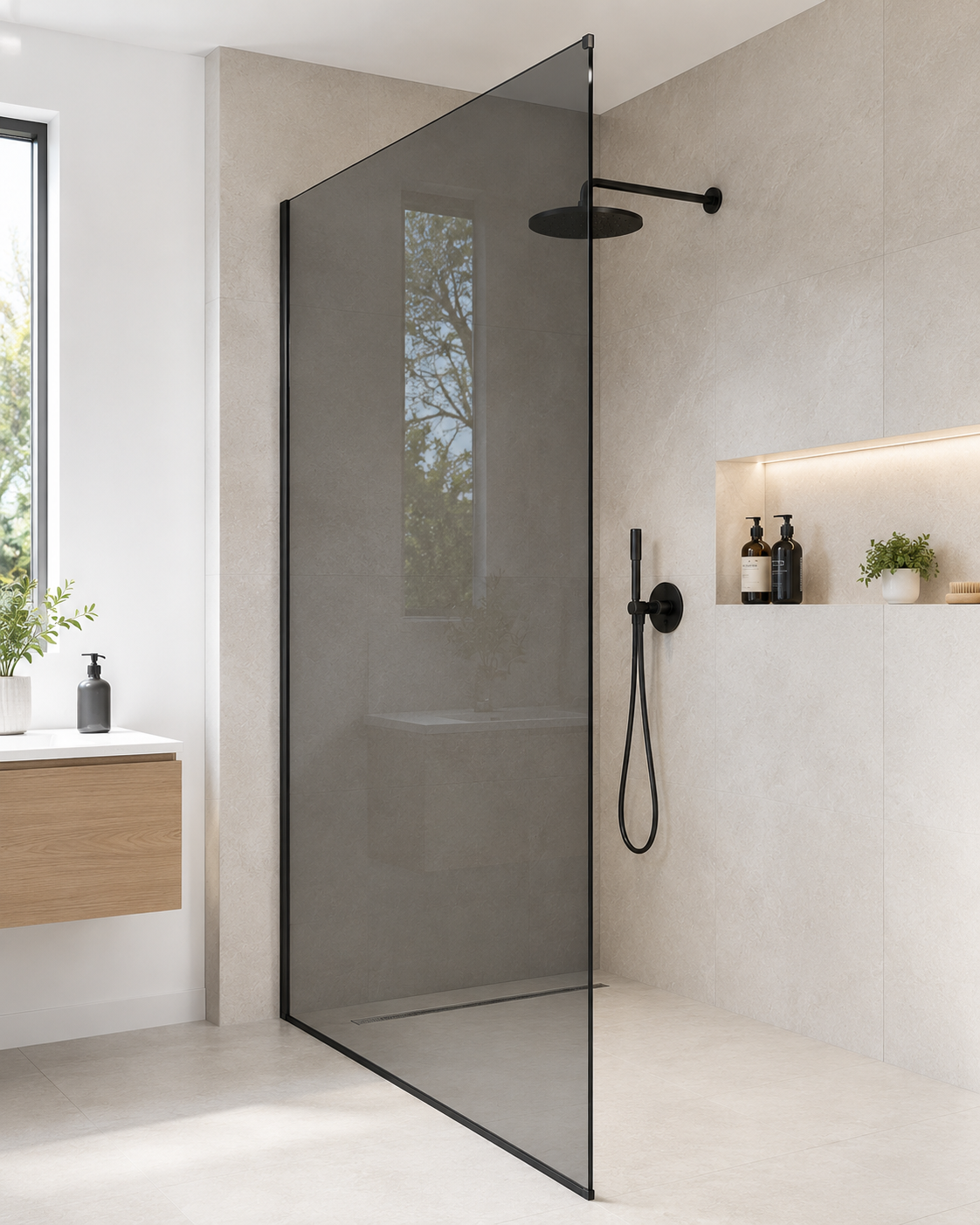 Verre de douche fumé 12mm