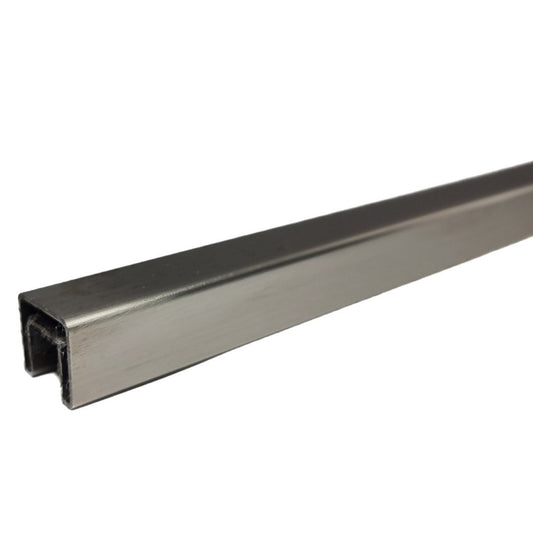 Main courante inox 25x21 mm sur verre 12mm