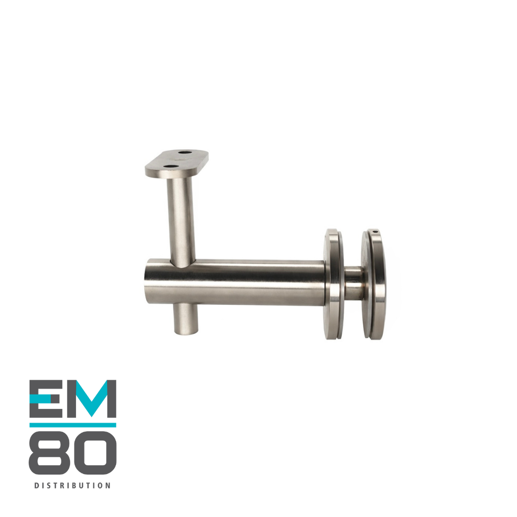 Support de main courante sur verre troué en acier inoxydable de couleur inox brossé