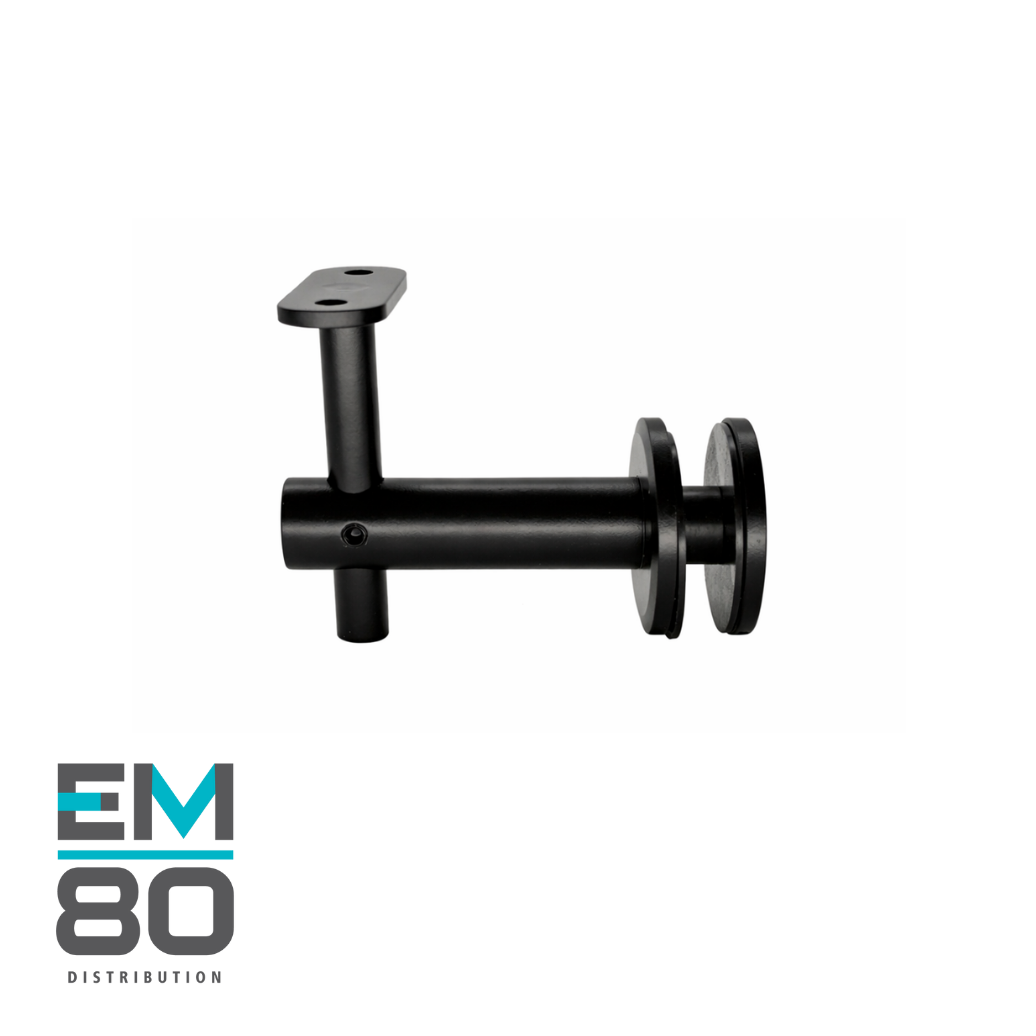 Support de main courante sur verre troué en acier inoxydable de couleur noir mat