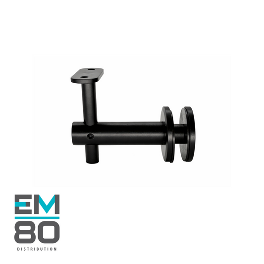 Support de main courante sur verre troué en acier inoxydable de couleur noir mat