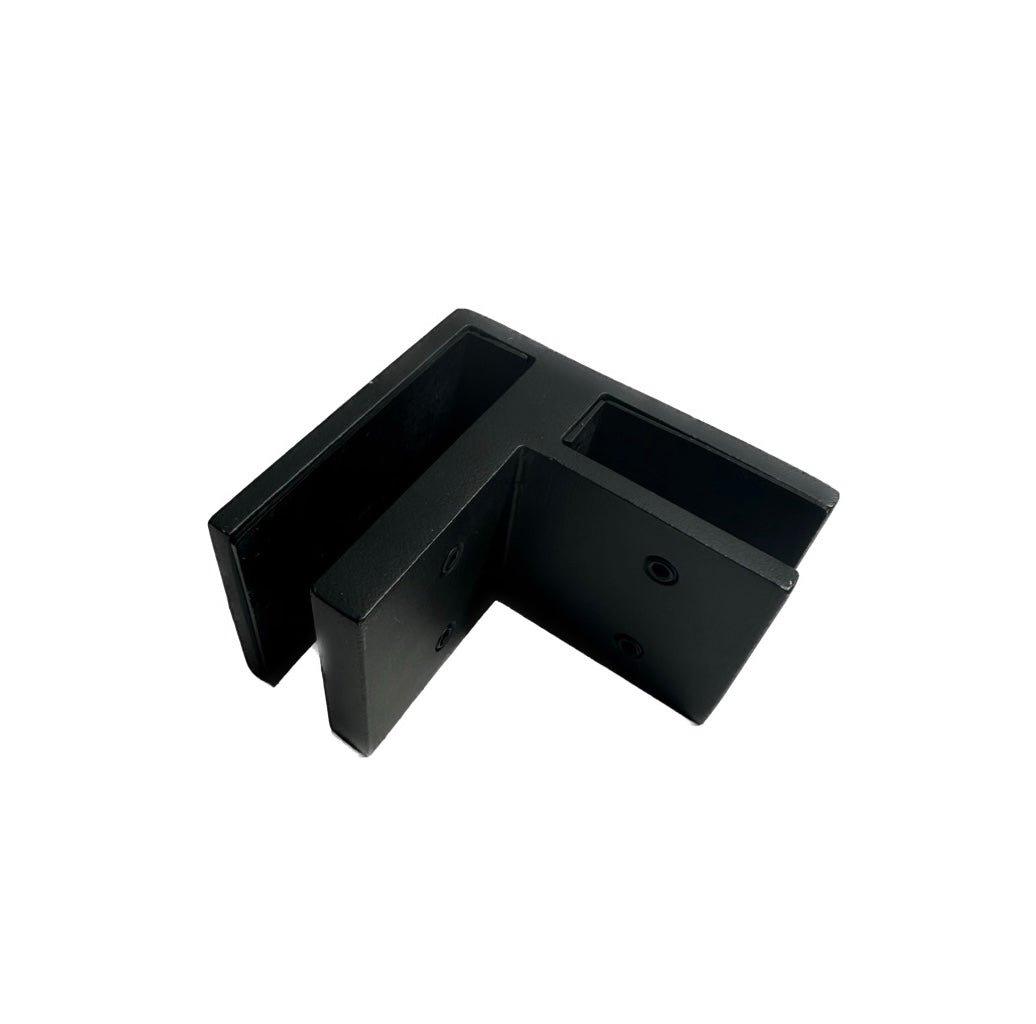 Attache en coin 90 degrés inégale pour verre trempé 12mm de couleur noir mat