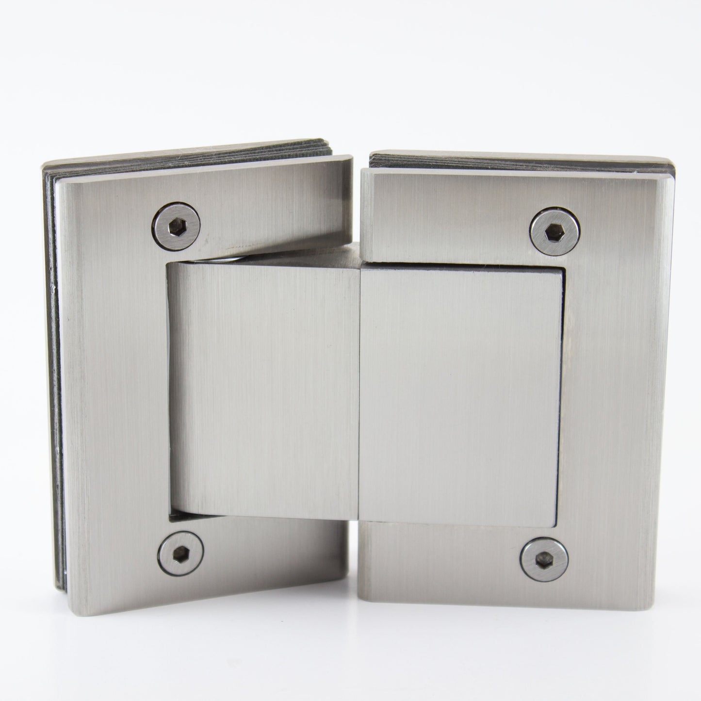 Paire de penture hydraulique pour porte de verre de glass-cie à fermeture automatique de couleur inox brossé
