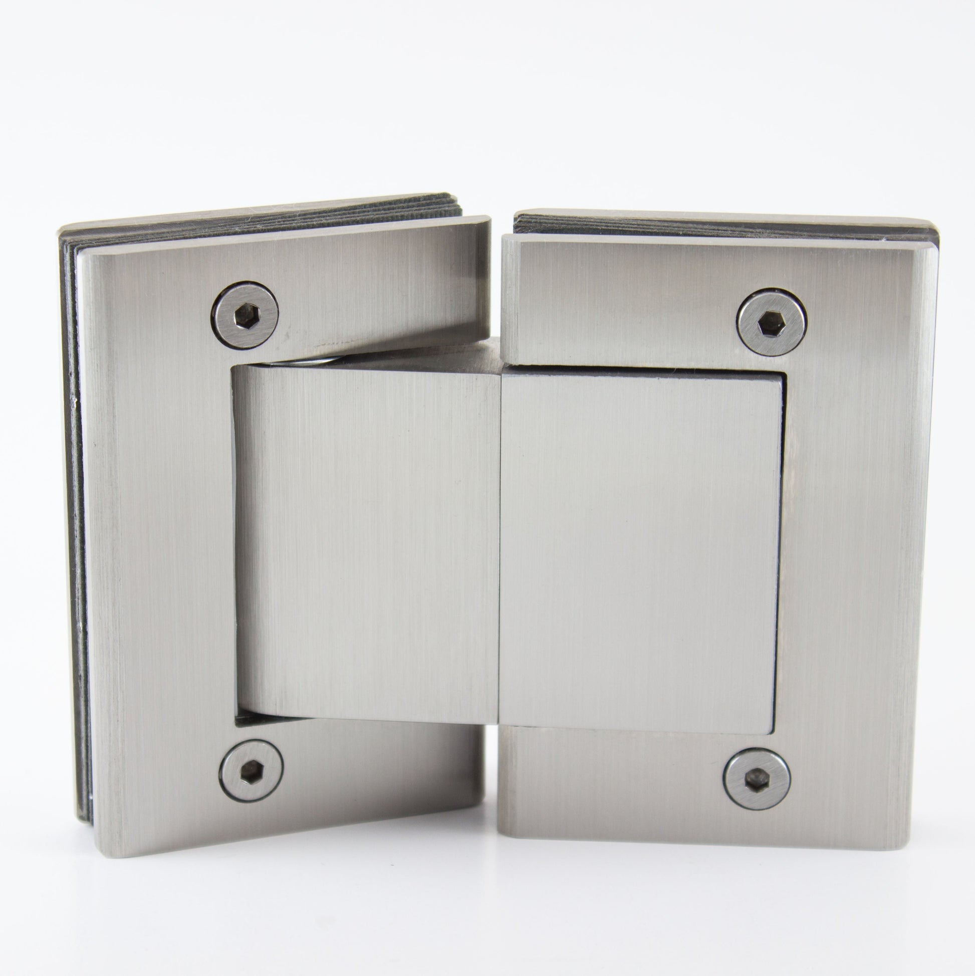 Paire de penture hydraulique pour porte de verre de glass-cie à fermeture automatique de couleur inox brossé